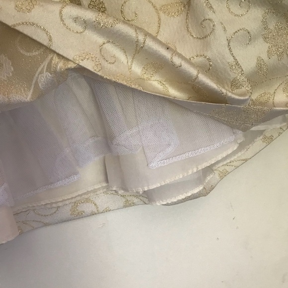 La Princess Gold Shimmer Sparkle Swiss Roses Dress - Picture 9 of 11